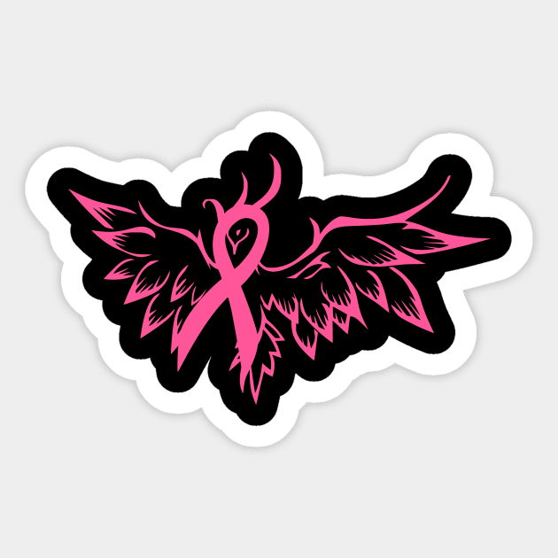 Beautiful Breast Cancer Awareness Bird Ribbon Sticker by LaurenElin